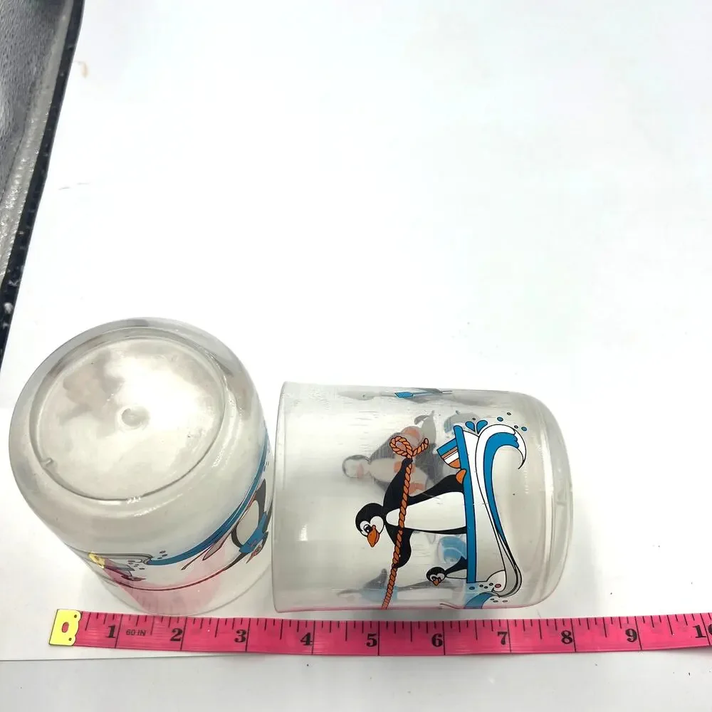 Vintage Plastic Penguins Cups Summer Sports Water‎ Skiing BBQ Swimming Beach